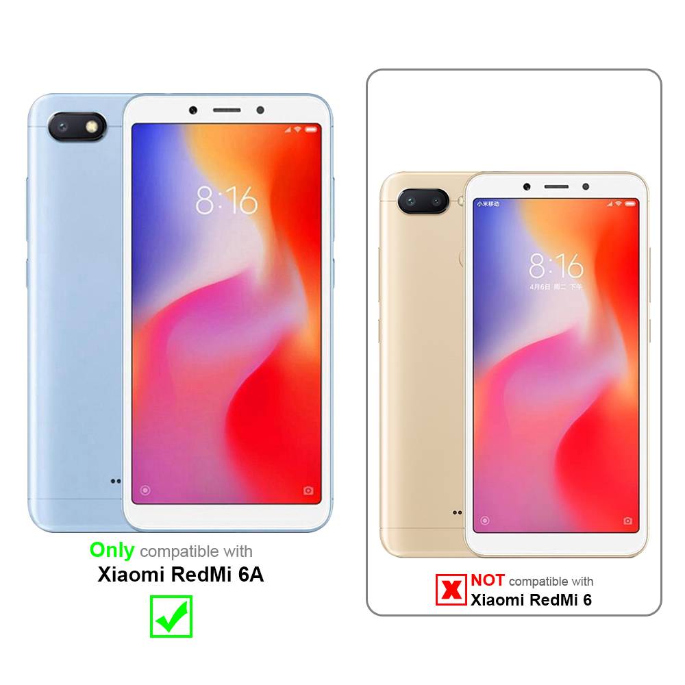 Cadorabo 3x Panzer Folie für Xiaomi RedMi 6A Schutzfolie in Transparent Folie Tempered Display-Schutzglas