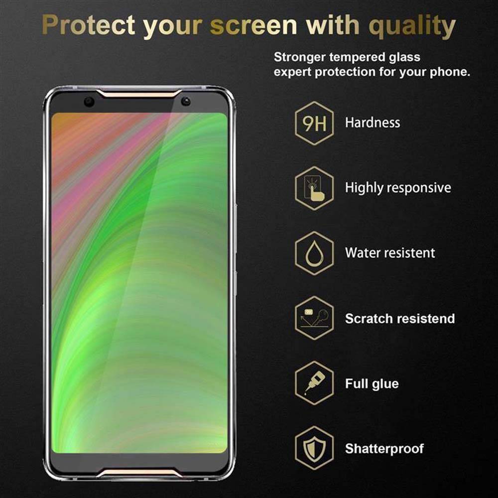 Cadorabo 3x Panzer Folie für Asus ROG Phone 2 Schutzfolie in Transparent Folie Tempered Display-Schutzglas