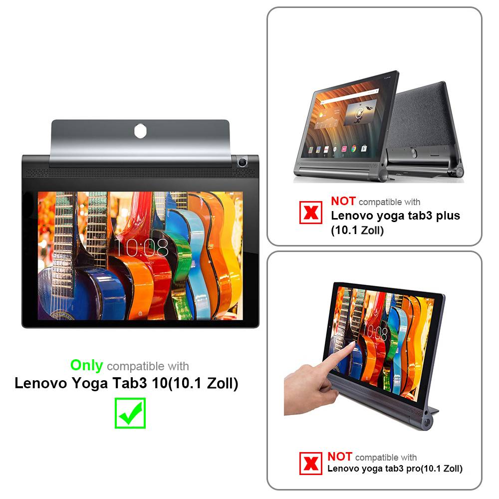 Cadorabo 3x Panzer Folie für Lenovo Yoga Tablet 3 10 (10.1" Zoll) in Transparent Tablet Schutzfolie Tempered
