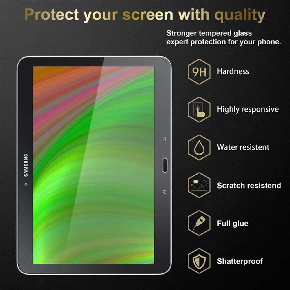Cadorabo 3x Panzer Folie für Samsung Galaxy Tab 4 (10.1" Zoll) SM-T530 / T535 in Transparent Tablet Schutzfolie Tempered
