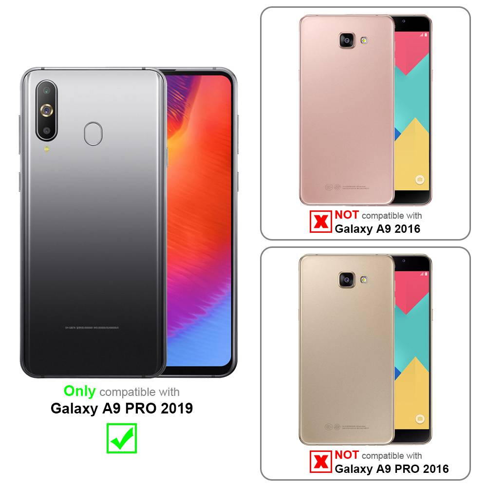 Cadorabo Panzerfolie für Samsung Galaxy A9 PRO 2019 Schutzfolie in Schwarz Vollbild Folie Tempered Display Schutzglas