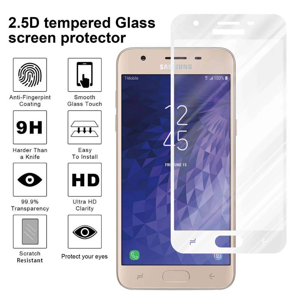 Cadorabo Panzerfolie für Samsung Galaxy J3 2018 Schutzfolie in Schwarz Vollbild Folie Tempered Display Schutzglas