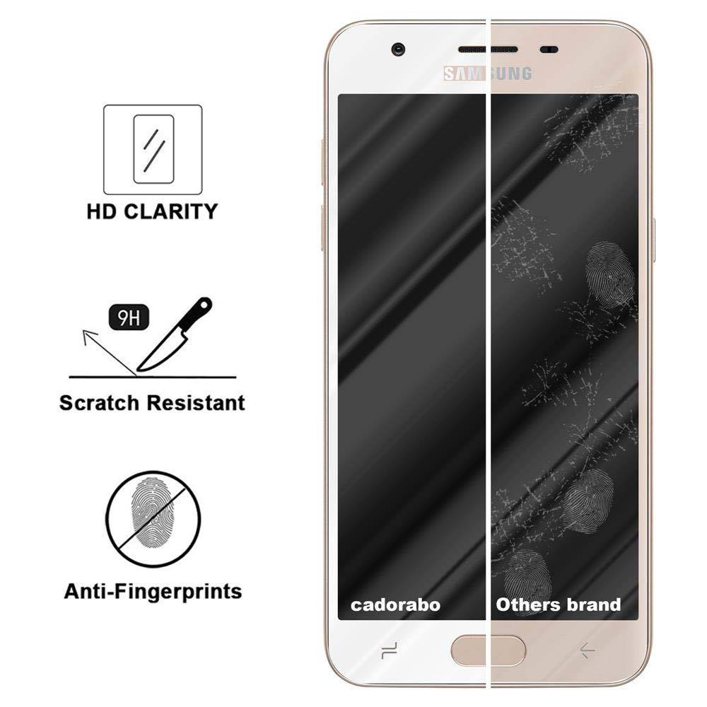 Cadorabo Panzerfolie für Samsung Galaxy J3 2018 Schutzfolie in Schwarz Vollbild Folie Tempered Display Schutzglas