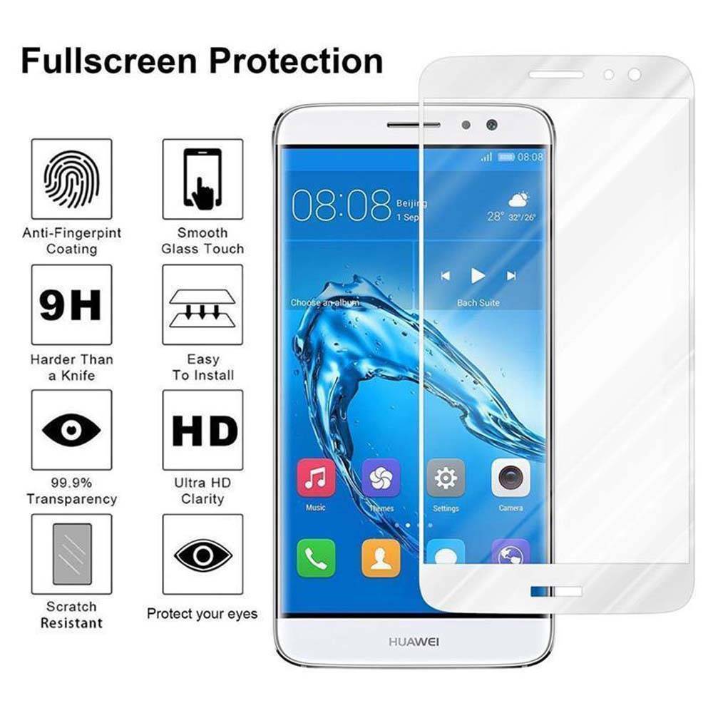 Cadorabo Panzerfolie für Huawei NOVA PLUS Schutzfolie in Weiß Vollbild Folie Tempered Display Schutzglas