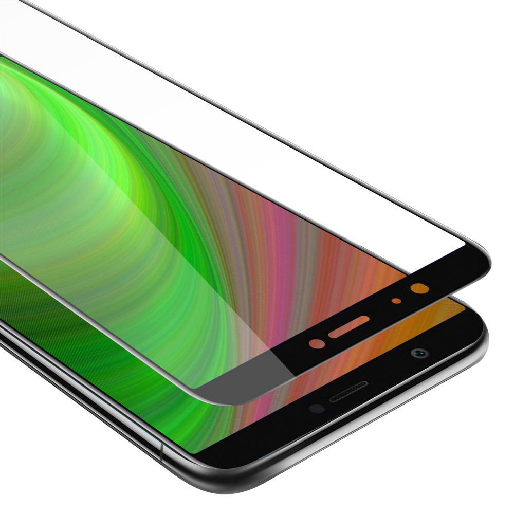 Cadorabo Panzerfolie für Huawei P SMART Schutzfolie in Schwarz Vollbild Folie Tempered Display Schutzglas