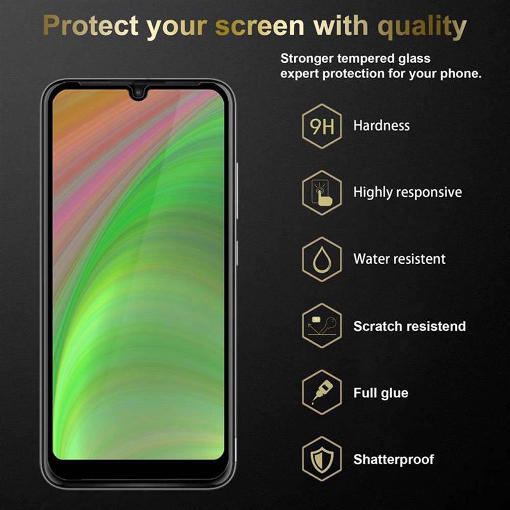 Cadorabo Panzerfolie für Motorola MOTO E6 PLUS Schutzfolie in Schwarz Vollbild Folie Tempered Display Schutzglas