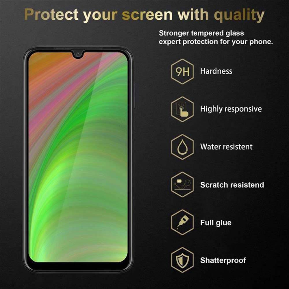 Cadorabo Panzerfolie für Motorola MOTO G8 PLUS Schutzfolie in Schwarz Vollbild Folie Tempered Display Schutzglas
