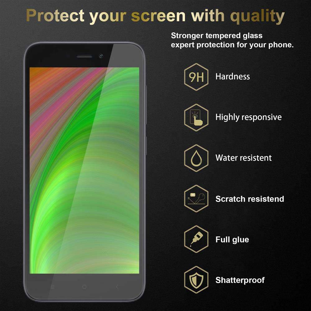 Cadorabo Panzerfolie für Xiaomi RedMi GO Schutzfolie in Schwarz Vollbild Folie Tempered Display Schutzglas