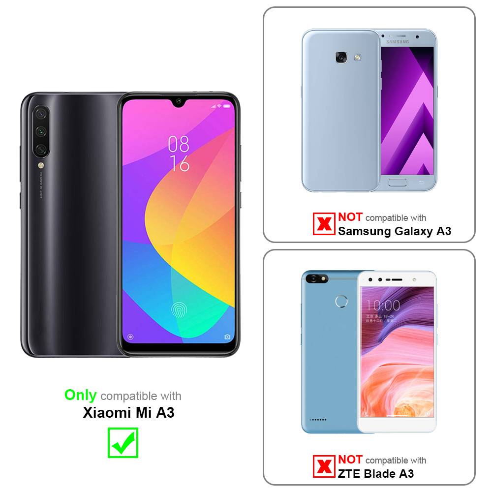 Cadorabo Panzerfolie für Xiaomi Mi A3 Schutzfolie in Schwarz Vollbild Folie Tempered Display Schutzglas