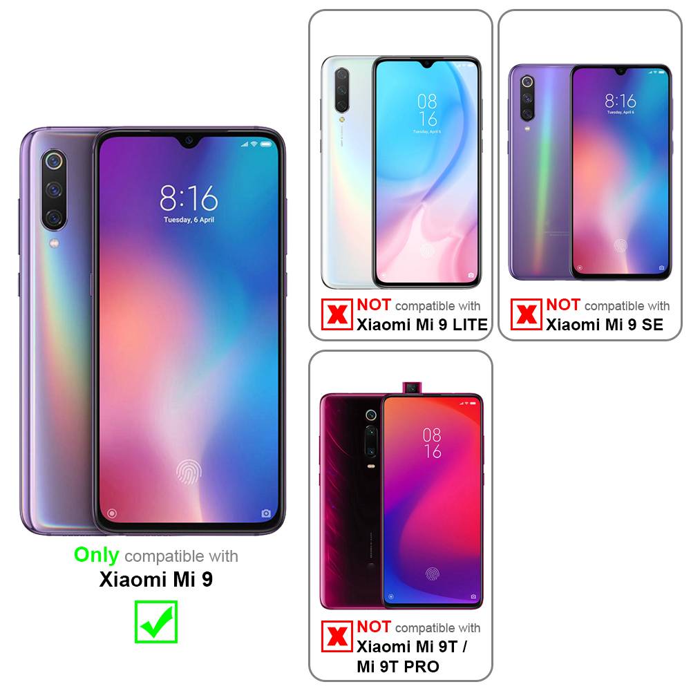 Cadorabo Panzerfolie für Xiaomi Mi 9 Schutzfolie in Schwarz Vollbild Folie Tempered Display Schutzglas