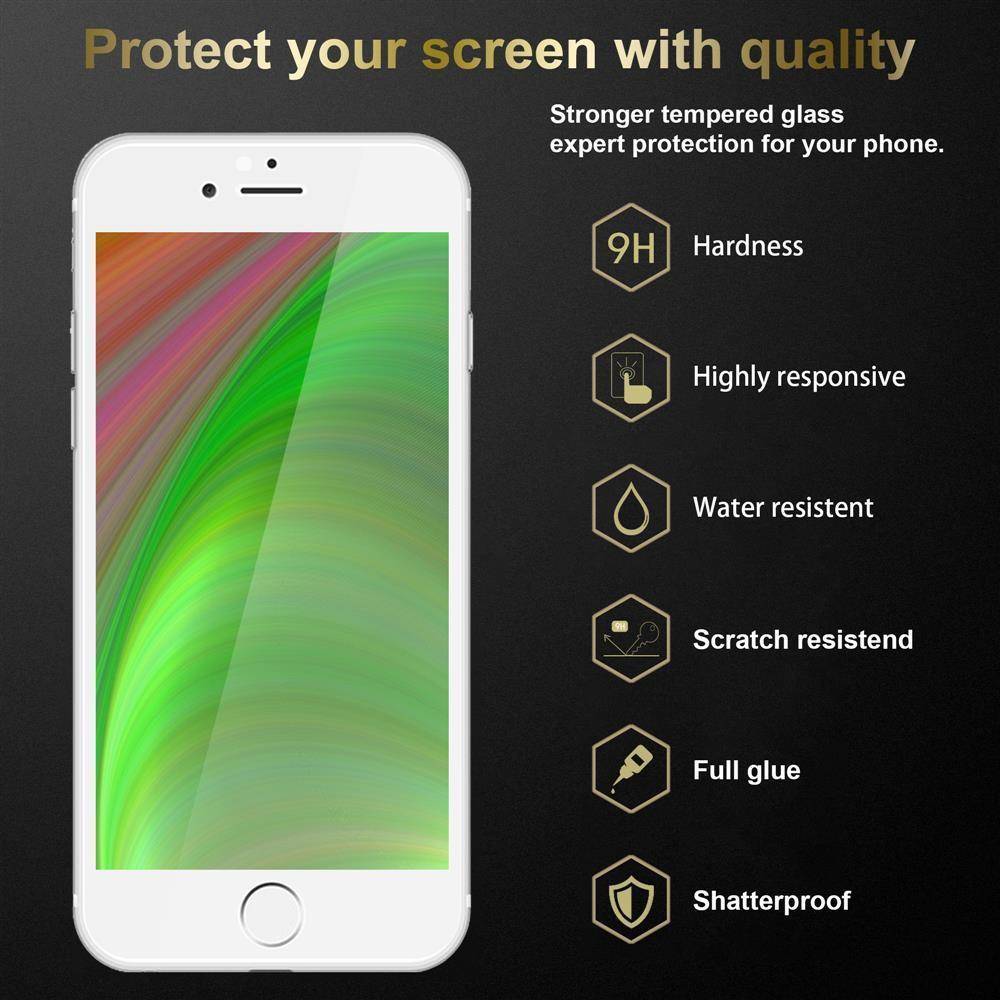 Cadorabo 3x Vollbild Panzer Folie für Apple iPhone 6 / iPhone 6S Schutzfolie in Schwarz Tempered Display-Schutzglas
