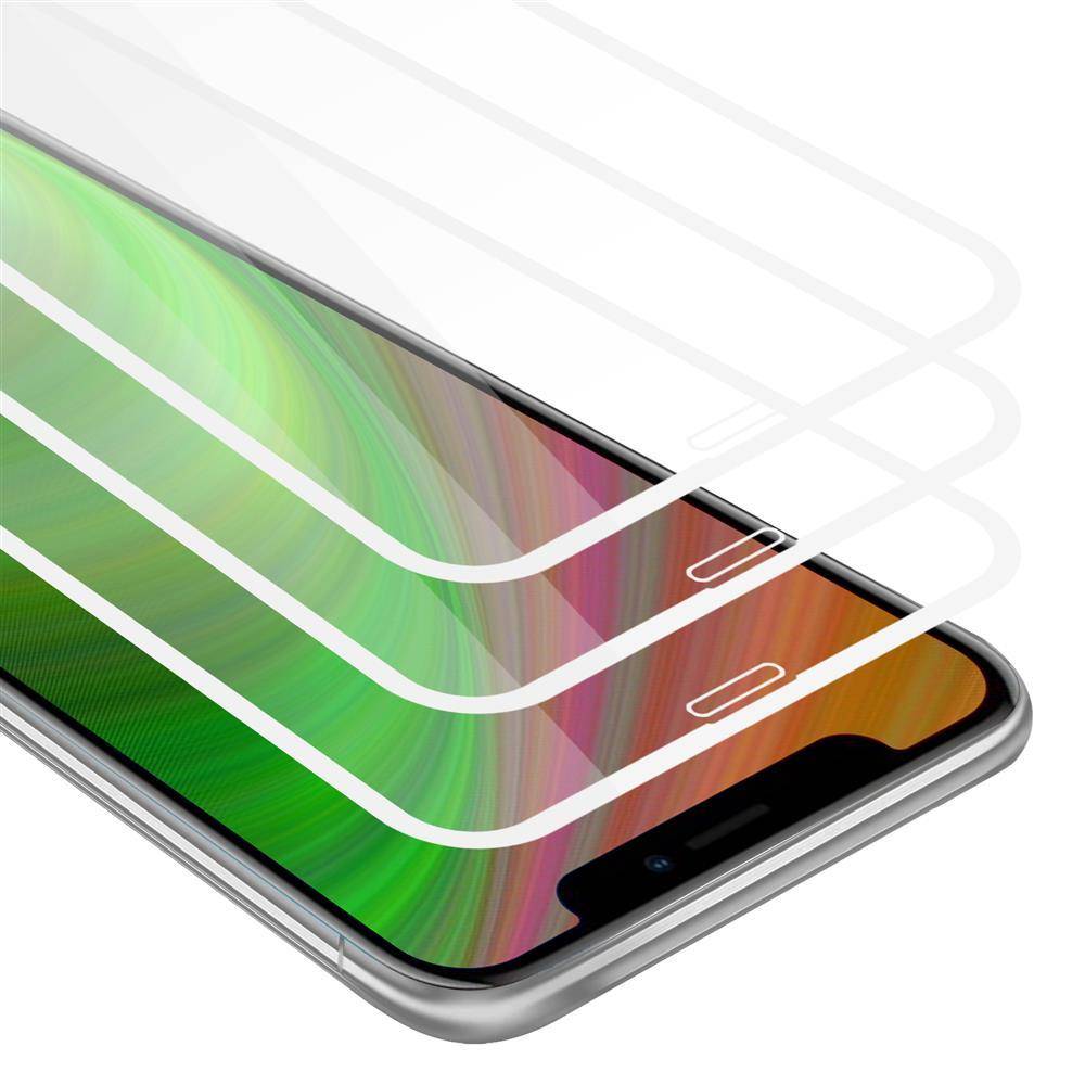 Cadorabo 3x Vollbild Panzer Folie für Apple iPhone X / XS Schutzfolie in Weiß Tempered Display-Schutzglas