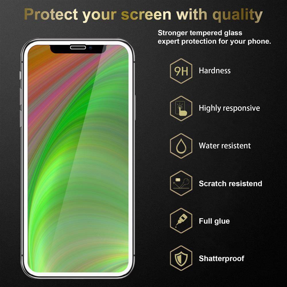 Cadorabo 3x Vollbild Panzer Folie für Apple iPhone X / XS Schutzfolie in Weiß Tempered Display-Schutzglas
