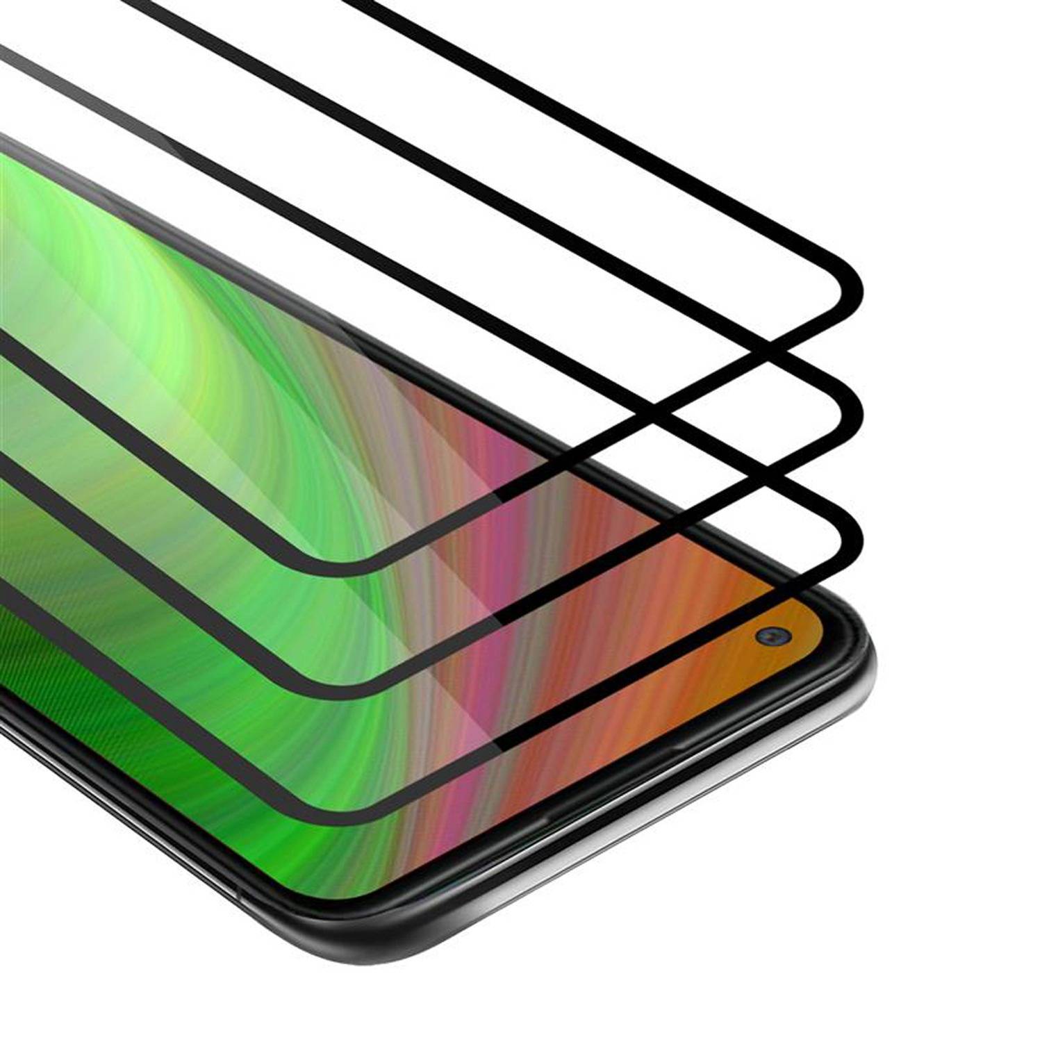 Cadorabo 3x Vollbild Panzer Folie für Samsung Galaxy A11 Schutzfolie in Weiß Tempered Display-Schutzglas