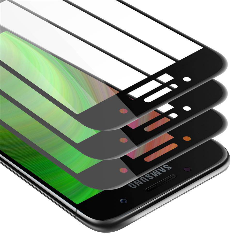 Cadorabo 3x Vollbild Panzer Folie für Samsung Galaxy A5 2017 Schutzfolie in Schwarz Tempered Display-Schutzglas
