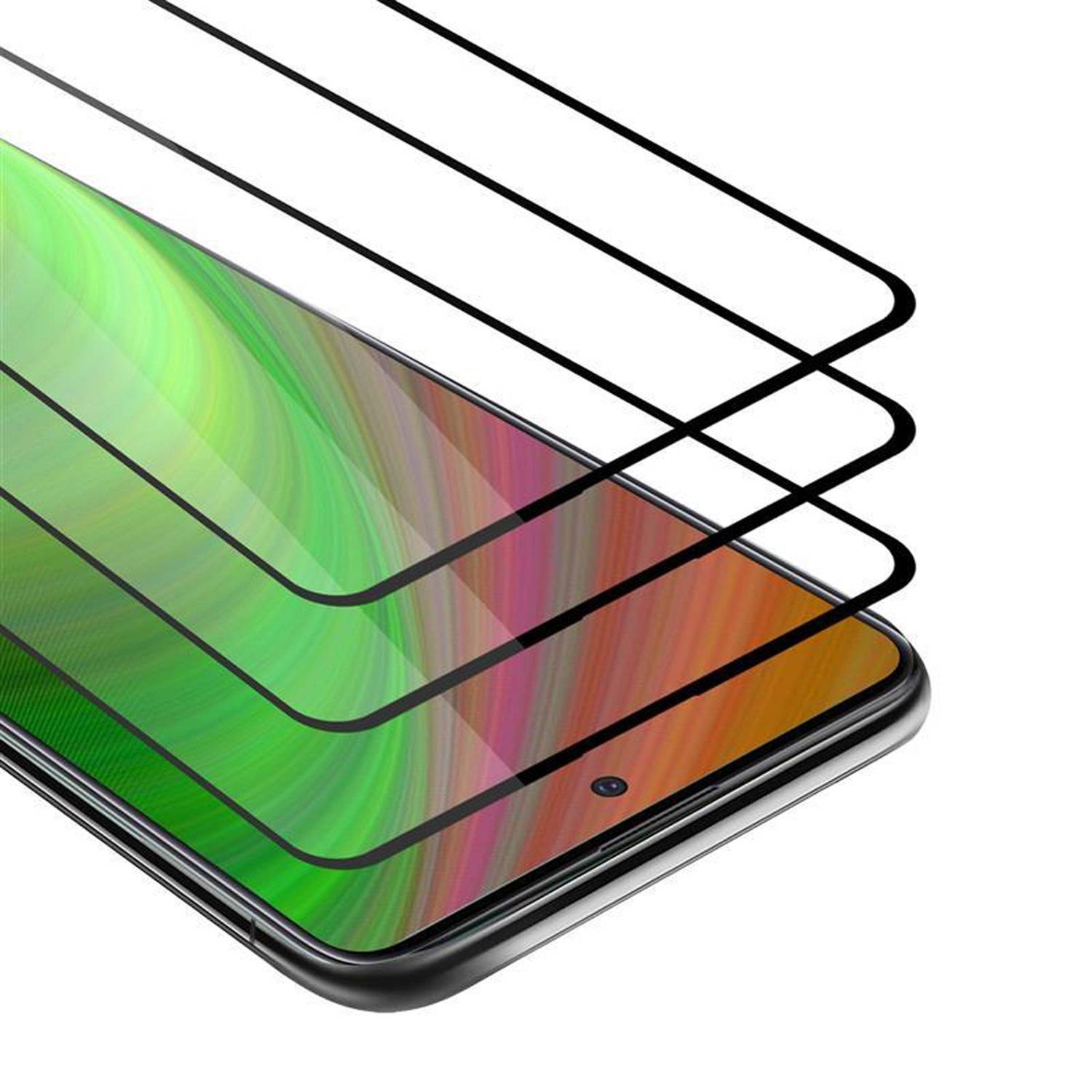 Cadorabo 3x Vollbild Panzer Folie für Samsung Galaxy A51 5G Schutzfolie in Weiß Tempered Display-Schutzglas