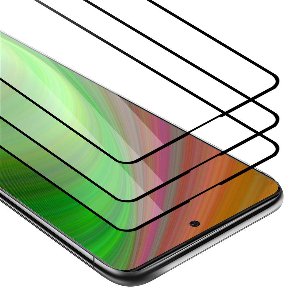 Cadorabo 3x Vollbild Panzer Folie für Samsung Galaxy A91 Schutzfolie in Weiß Tempered Display-Schutzglas