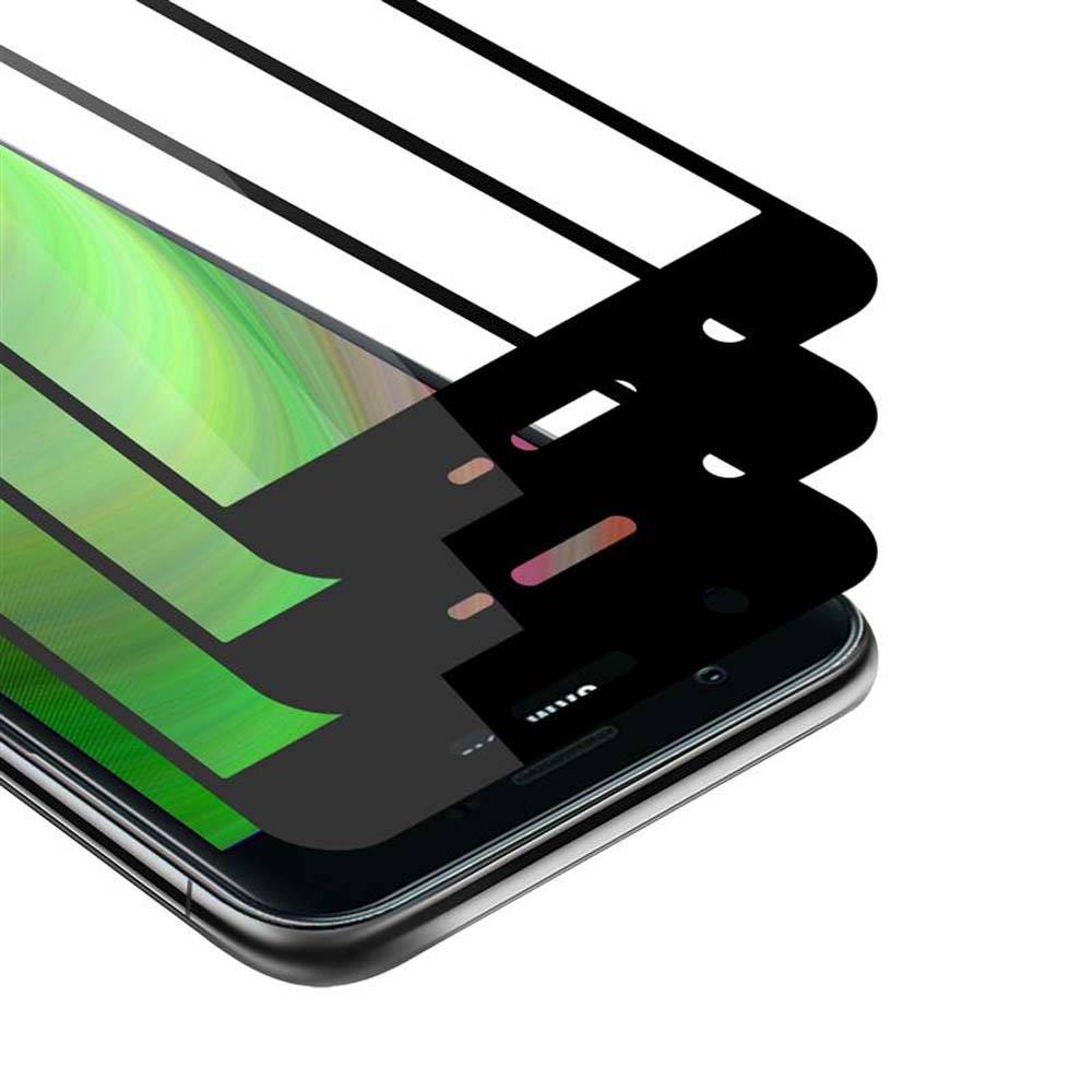 Cadorabo 3x Vollbild Panzer Folie für Samsung Galaxy J3 2018 Schutzfolie in Schwarz Tempered Display-Schutzglas