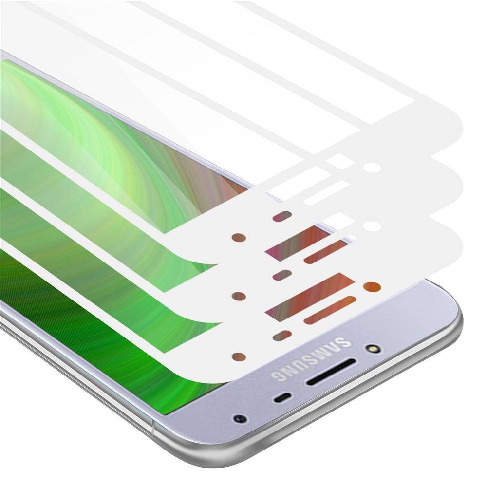Cadorabo 3x Vollbild Panzer Folie für Samsung Galaxy J4 2018 Schutzfolie in Schwarz Tempered Display-Schutzglas