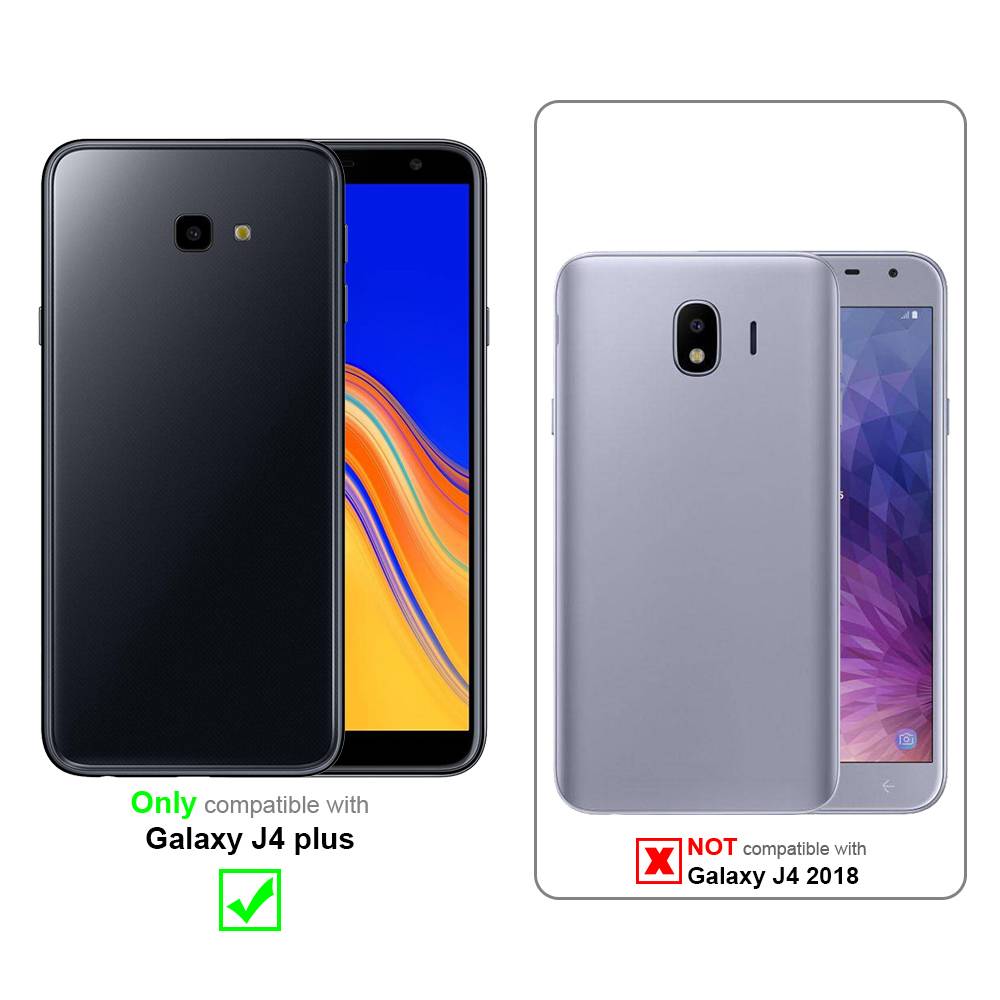 Cadorabo 3x Vollbild Panzer Folie für Samsung Galaxy J4 PLUS Schutzfolie in Schwarz Tempered Display-Schutzglas