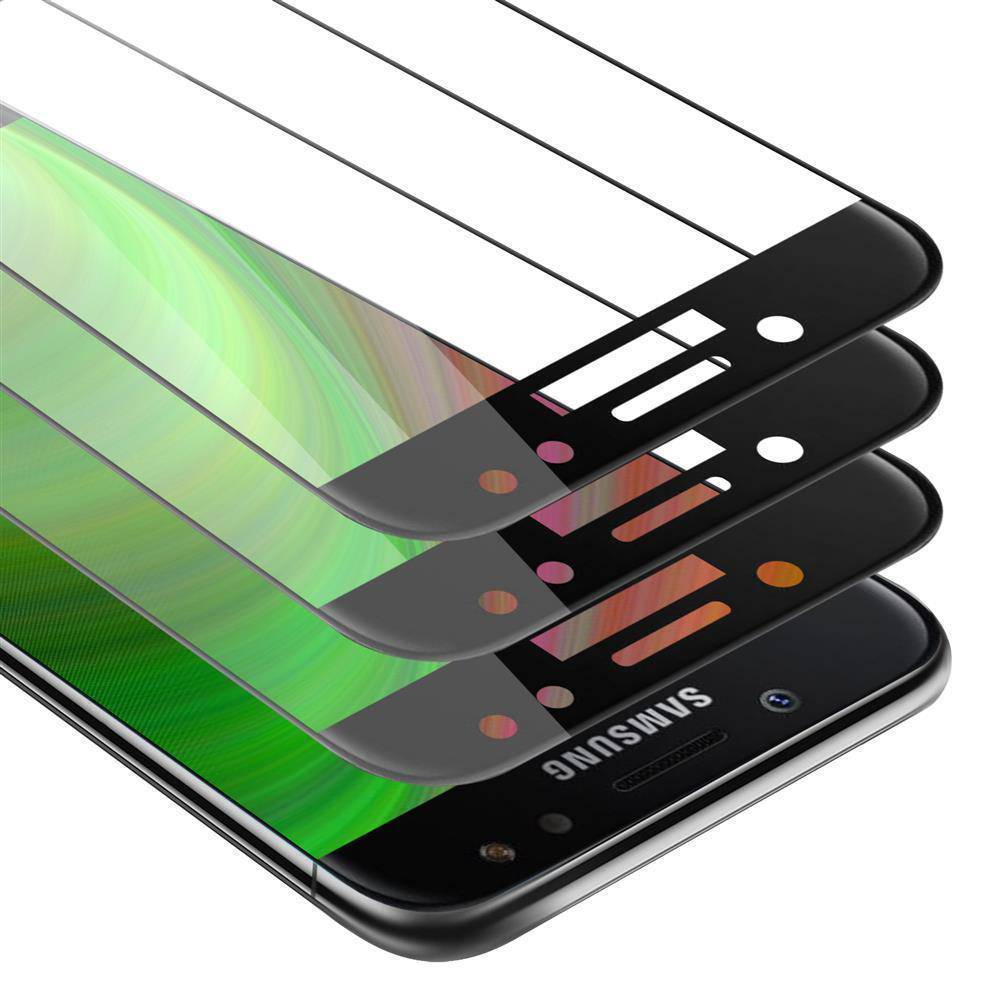 Cadorabo 3x Vollbild Panzer Folie für Samsung Galaxy J7 2018 Schutzfolie in Schwarz Tempered Display-Schutzglas