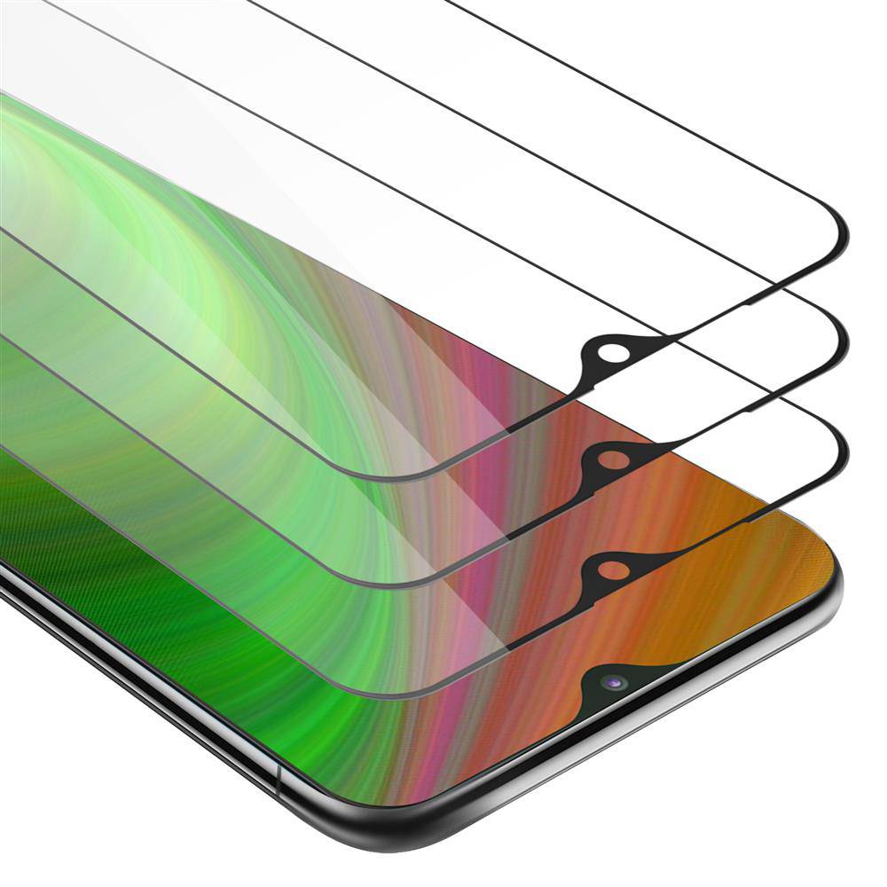 Cadorabo 3x Vollbild Panzer Folie für Samsung Galaxy M10 Schutzfolie in Schwarz Tempered Display-Schutzglas
