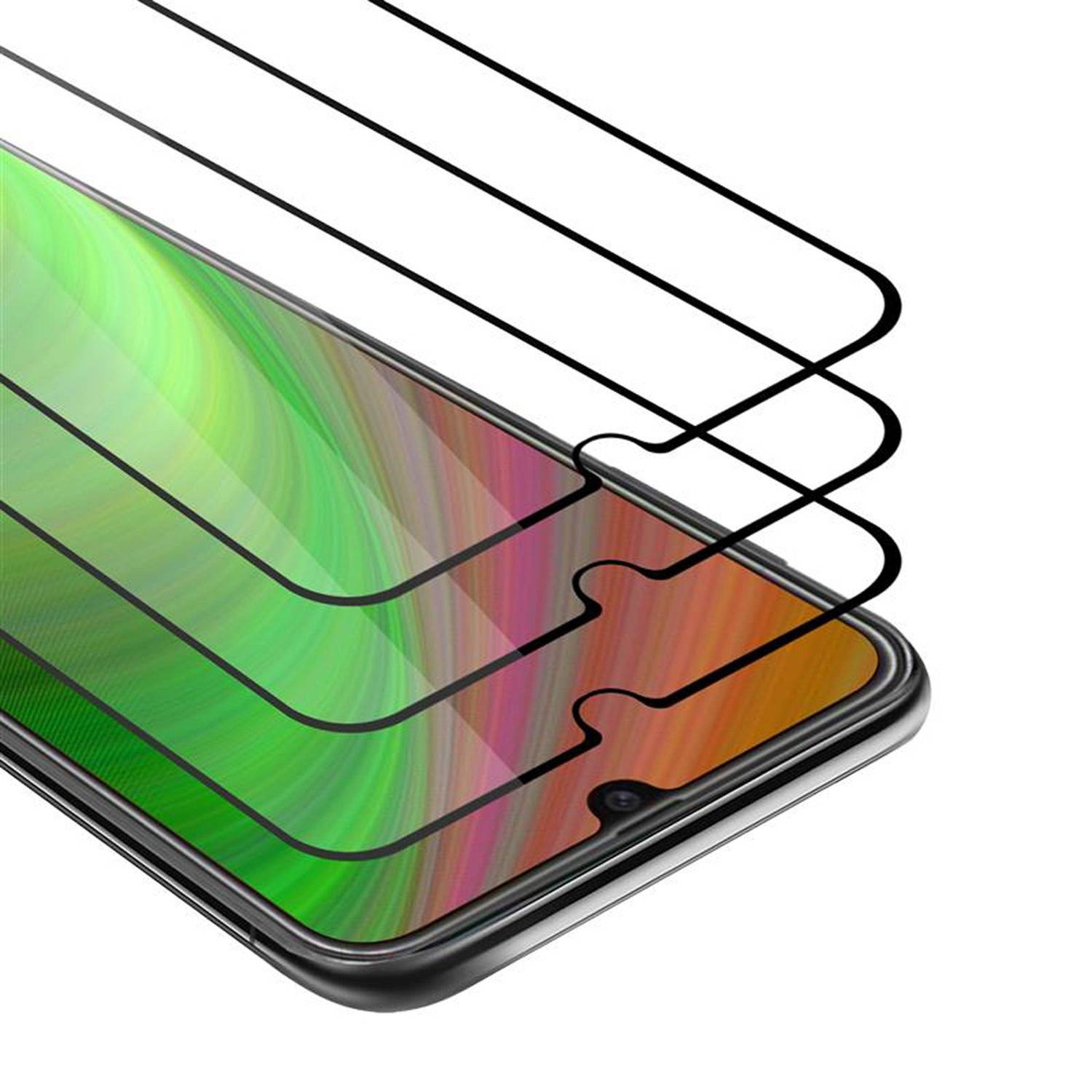 Cadorabo 3x Vollbild Panzer Folie für Samsung Galaxy M21 Schutzfolie in Weiß Tempered Display-Schutzglas
