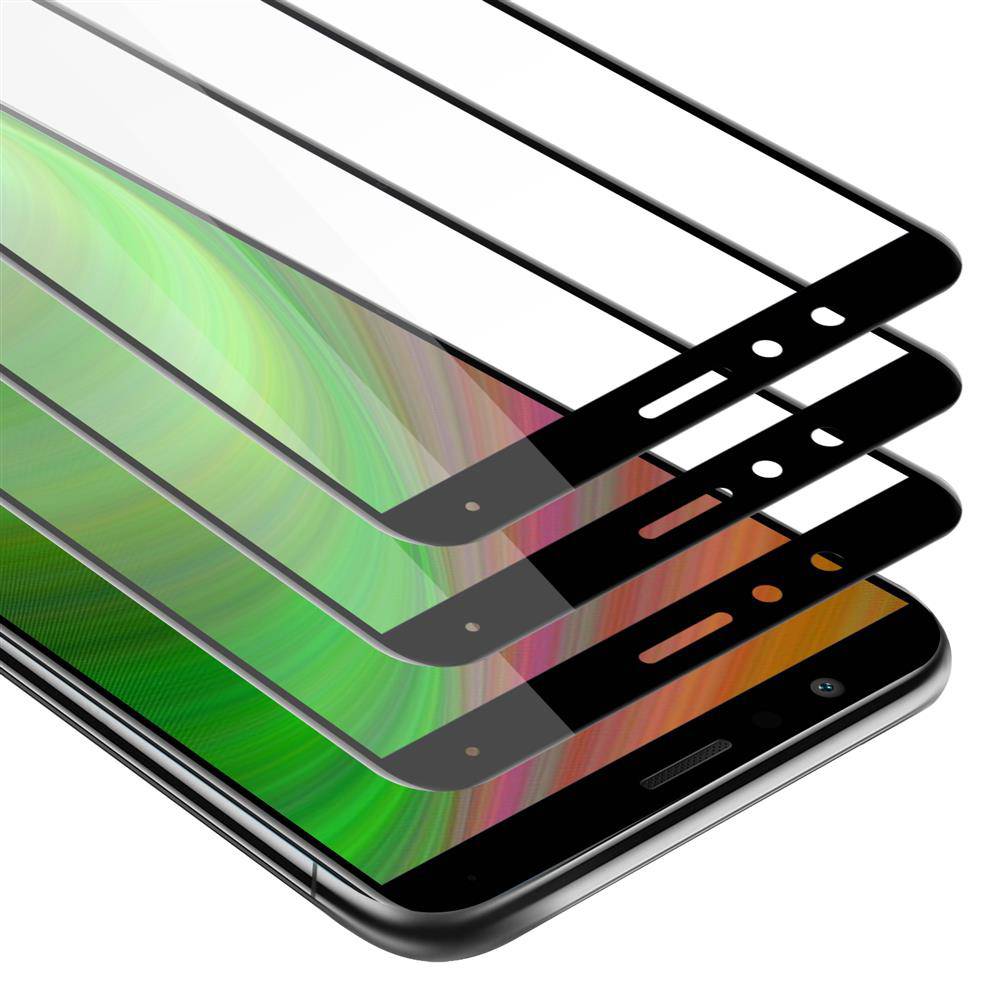 Cadorabo 3x Vollbild Panzer Folie für Honor 7X Schutzfolie in Schwarz Tempered Display-Schutzglas