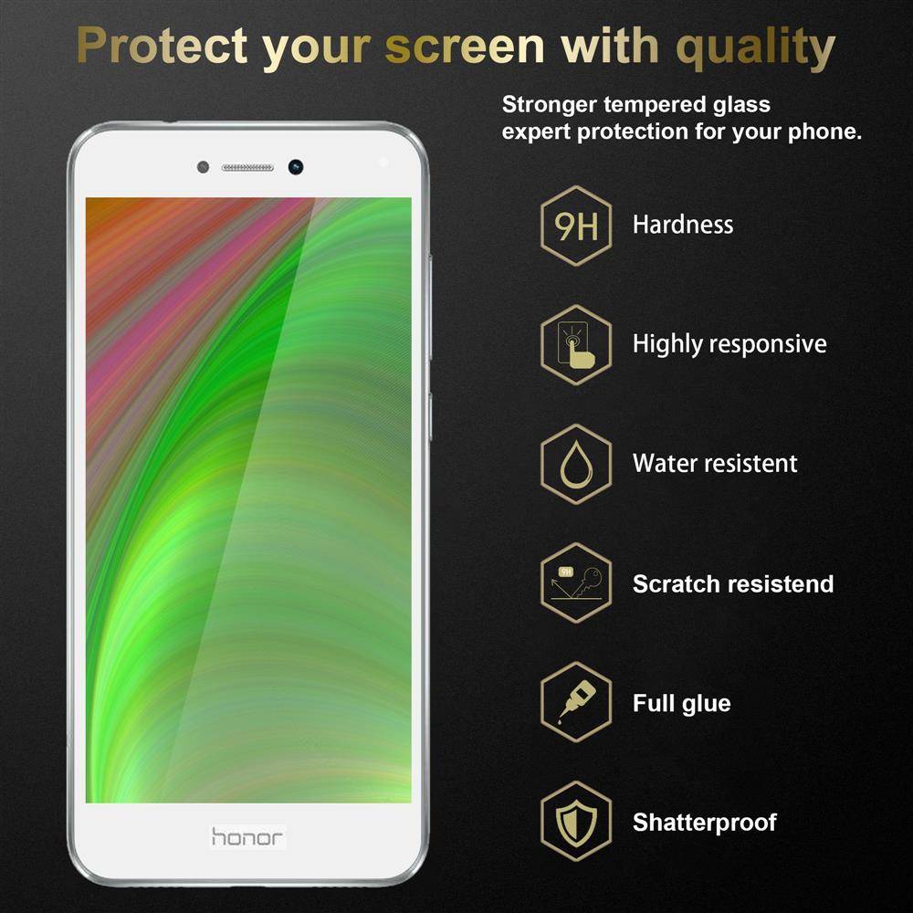 Cadorabo 3x Vollbild Panzer Folie für Honor 8 LITE Schutzfolie in Schwarz Tempered Display-Schutzglas