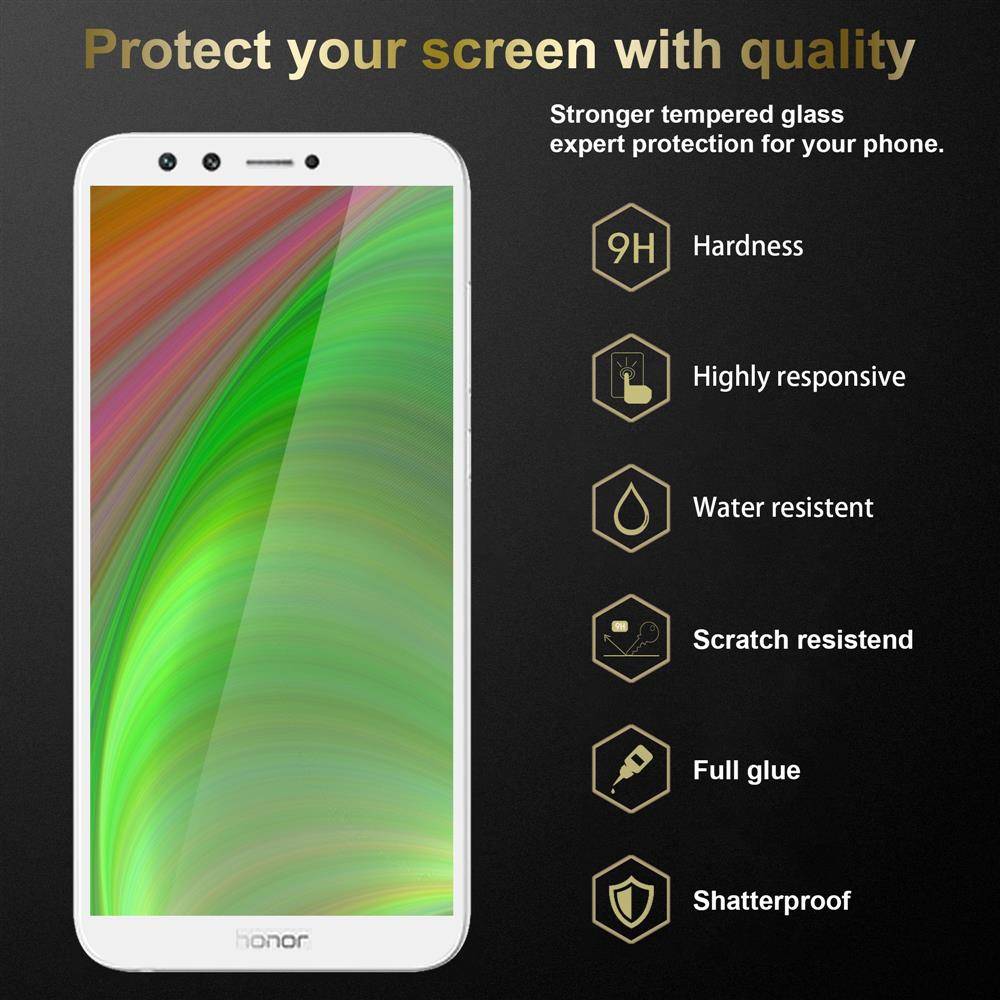 Cadorabo 3x Vollbild Panzer Folie für Honor 9 LITE Schutzfolie in Schwarz Tempered Display-Schutzglas