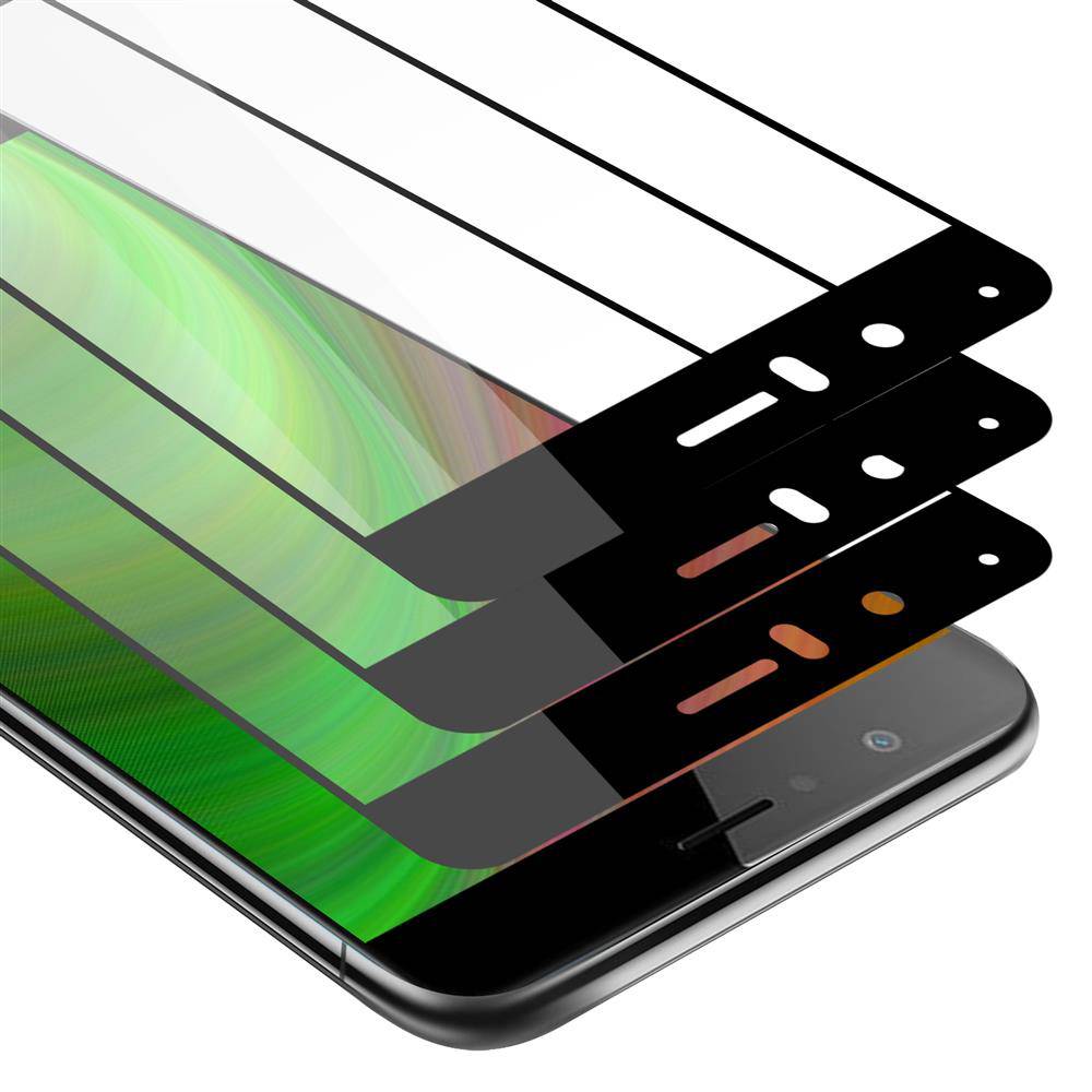 Cadorabo 3x Vollbild Panzer Folie für Honor V8 Schutzfolie in Schwarz Tempered Display-Schutzglas