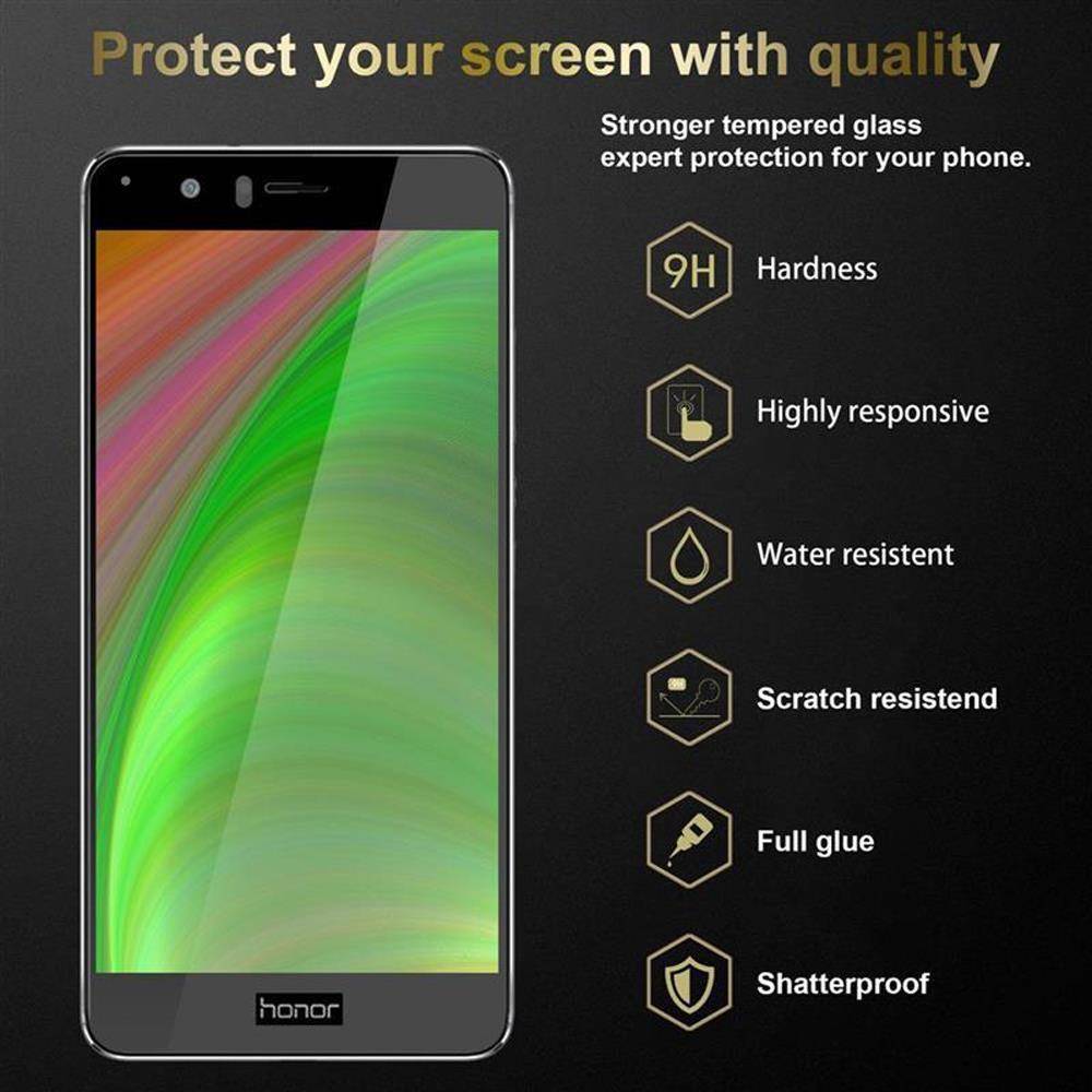 Cadorabo 3x Vollbild Panzer Folie für Honor V8 Schutzfolie in Schwarz Tempered Display-Schutzglas