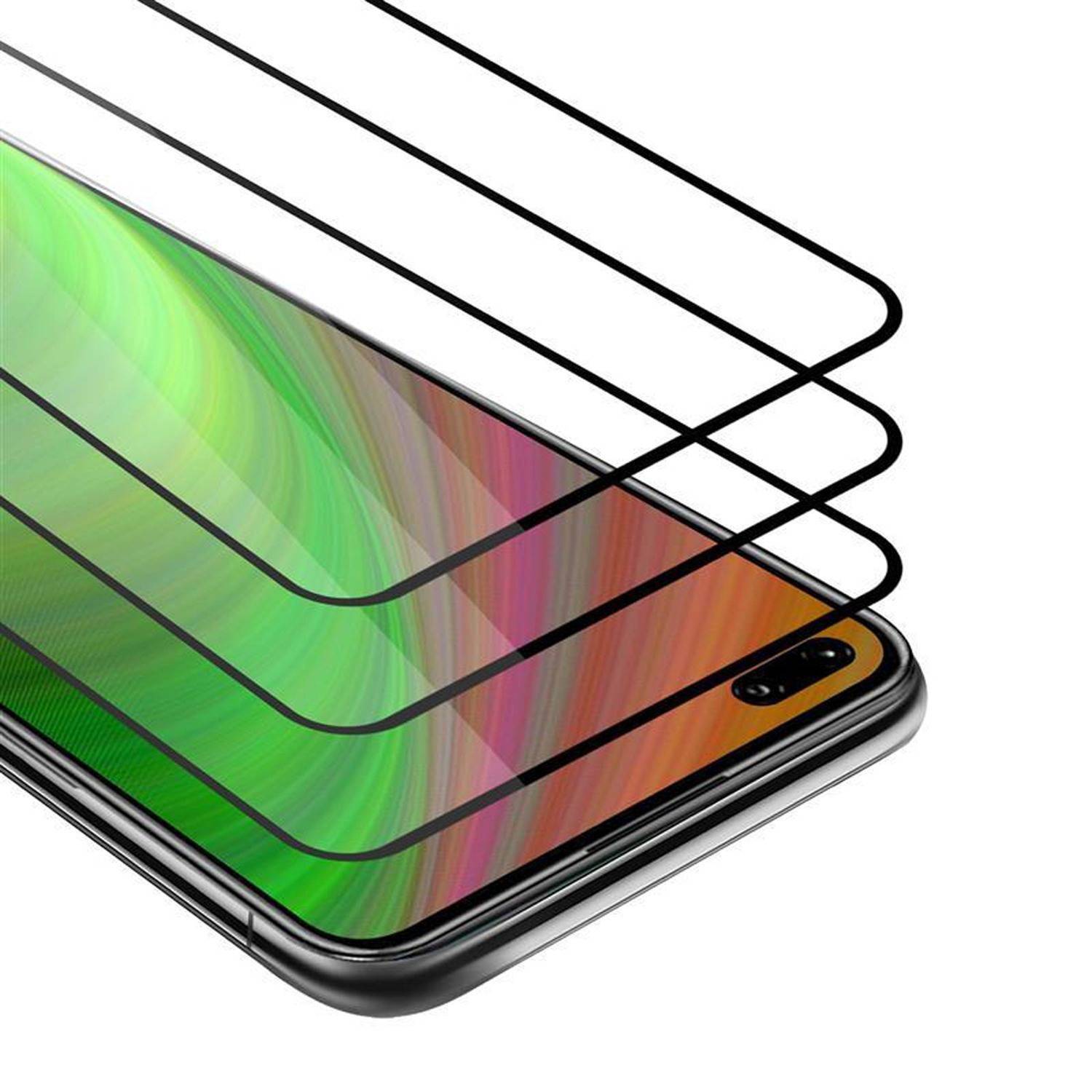 Cadorabo 3x Vollbild Panzer Folie für Honor view 30 Schutzfolie in Weiß Tempered Display-Schutzglas