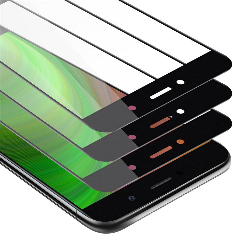 Cadorabo 3x Vollbild Panzer Folie für Huawei Enjoy 7 PLUS Schutzfolie in Schwarz Tempered Display-Schutzglas