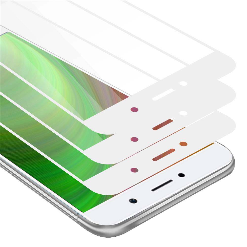 Cadorabo 3x Vollbild Panzer Folie für Huawei Enjoy 7 PLUS Schutzfolie in Weiß Tempered Display-Schutzglas