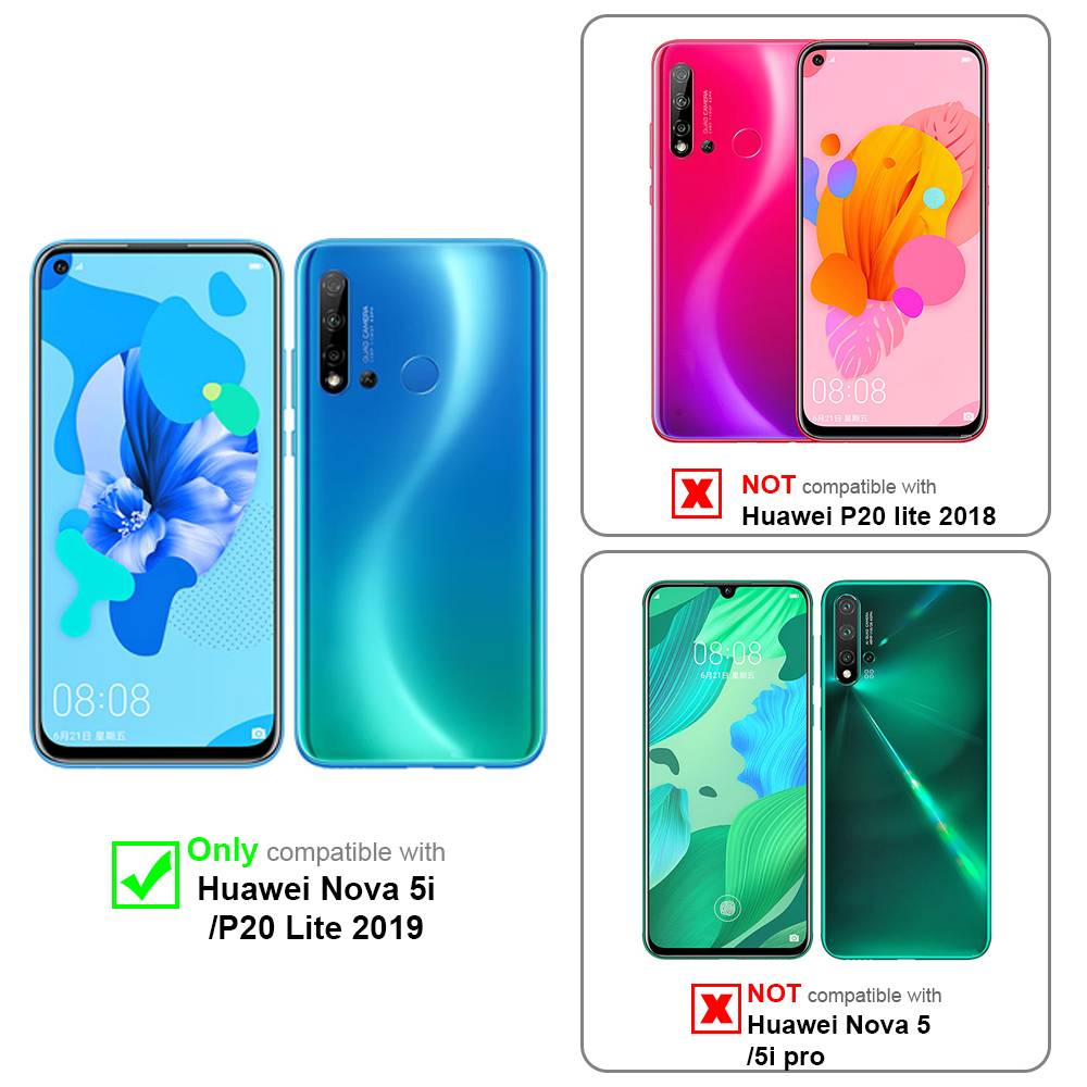 Cadorabo 3x Vollbild Panzer Folie für Huawei NOVA 5i / P20 LITE 2019 Schutzfolie in Schwarz Tempered Display-Schutzglas