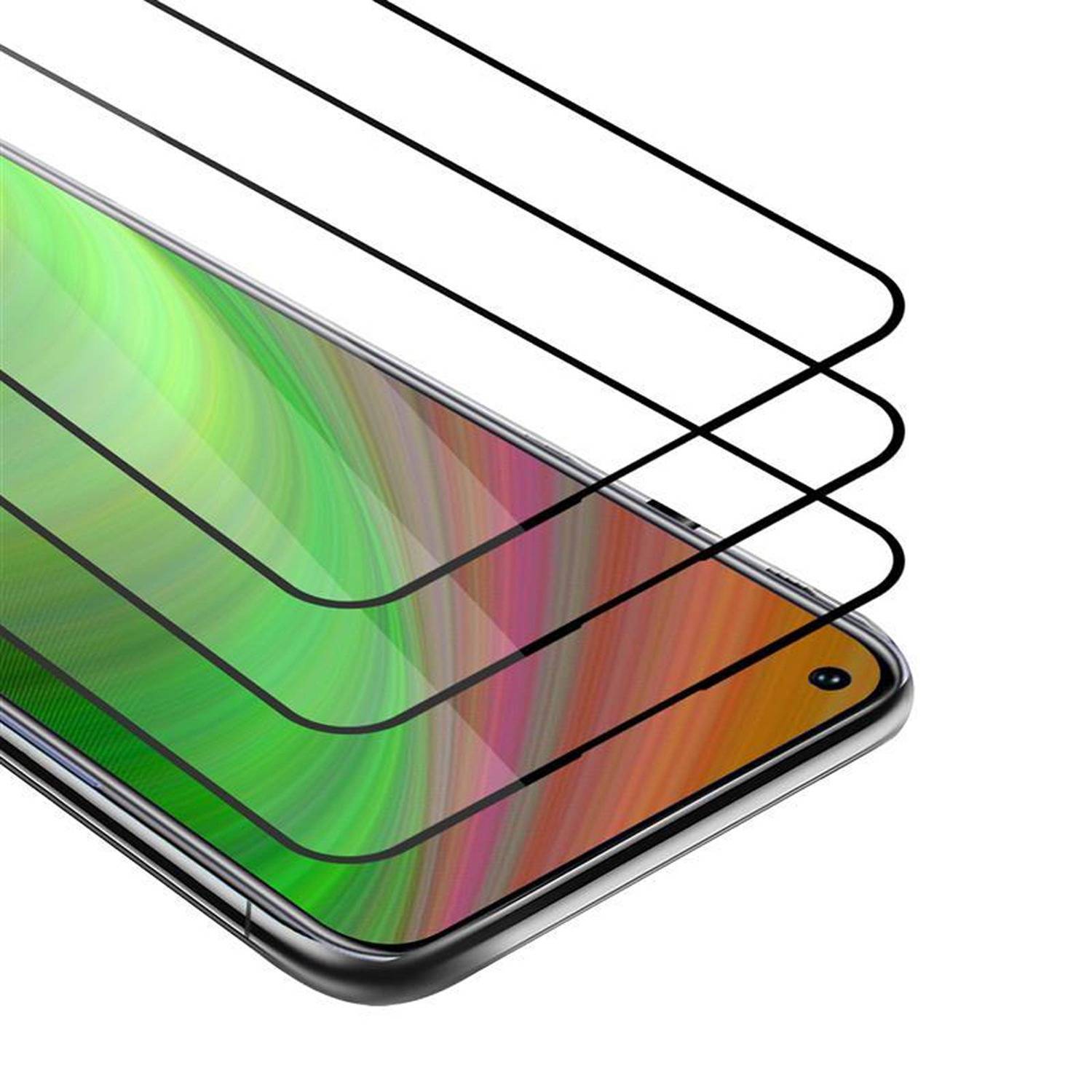 Cadorabo 3x Vollbild Panzer Folie für Huawei Nova 7 5G Schutzfolie in Weiß Tempered Display-Schutzglas