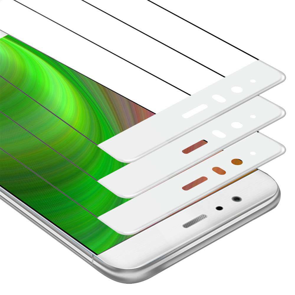 Cadorabo 3x Vollbild Panzer Folie für Huawei P9 Schutzfolie in Weiß Tempered Display-Schutzglas