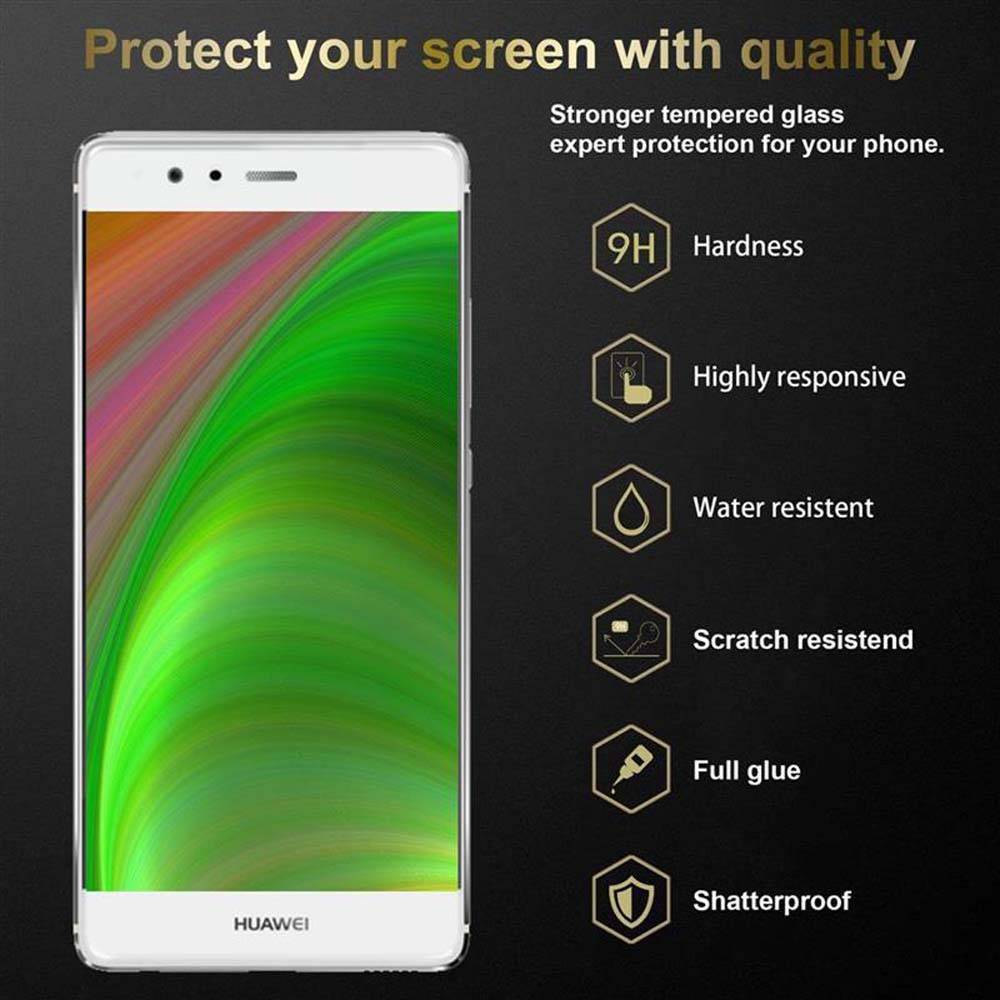 Cadorabo 3x Vollbild Panzer Folie für Huawei P9 Schutzfolie in Weiß Tempered Display-Schutzglas