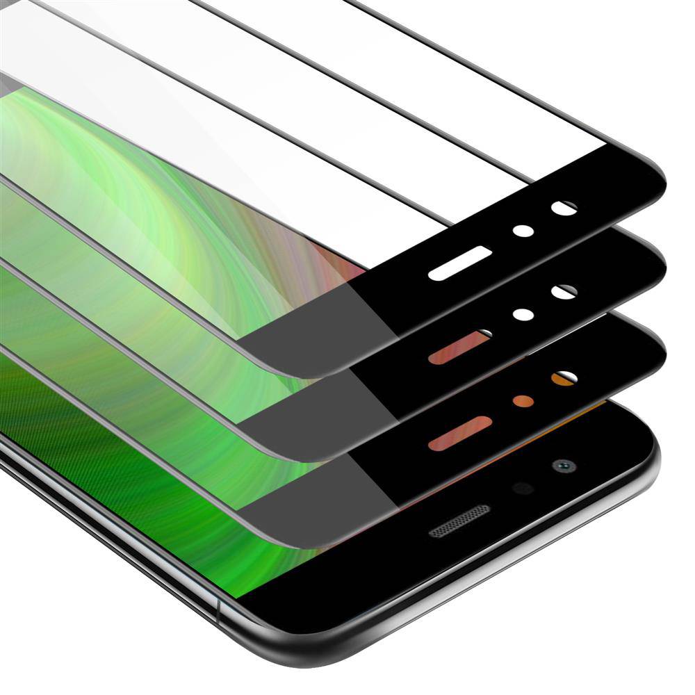 Cadorabo 3x Vollbild Panzer Folie für Huawei P10 LITE Schutzfolie in Schwarz Tempered Display-Schutzglas