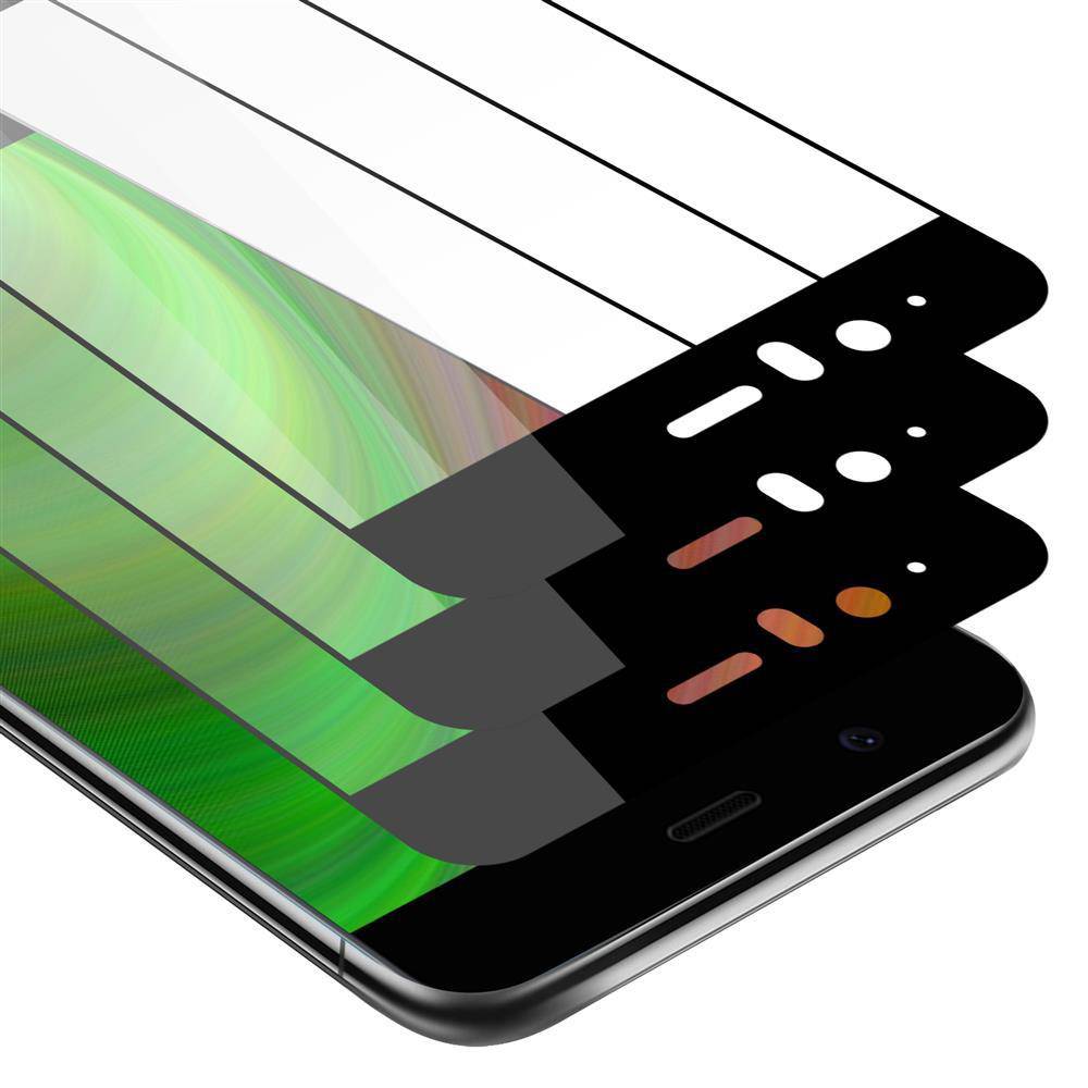 Cadorabo 3x Vollbild Panzer Folie für Huawei P10 PLUS Schutzfolie in Schwarz Tempered Display-Schutzglas