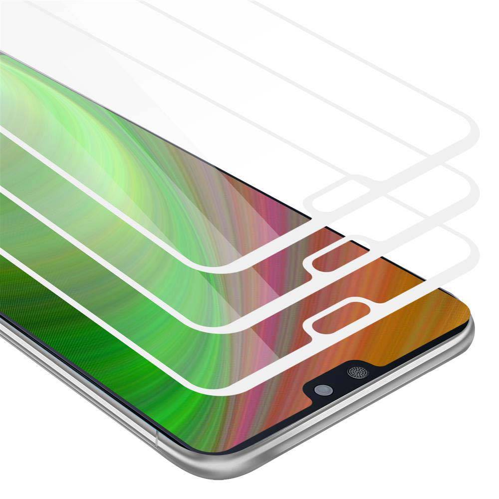 Cadorabo 3x Vollbild Panzer Folie für Huawei P20 Schutzfolie in Weiß Tempered Display-Schutzglas