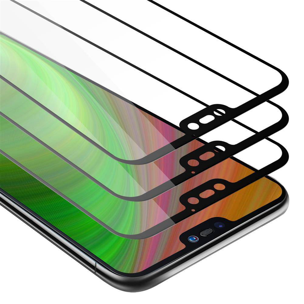 Cadorabo 3x Vollbild Panzer Folie für Huawei P20 LITE Schutzfolie in Schwarz Tempered Display-Schutzglas