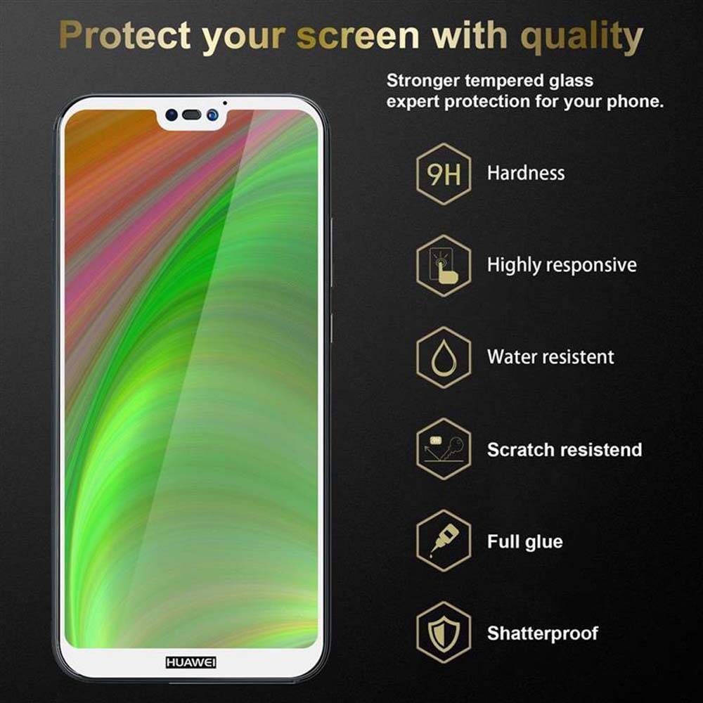 Cadorabo 3x Vollbild Panzer Folie für Huawei P20 LITE Schutzfolie in Weiß Tempered Display-Schutzglas