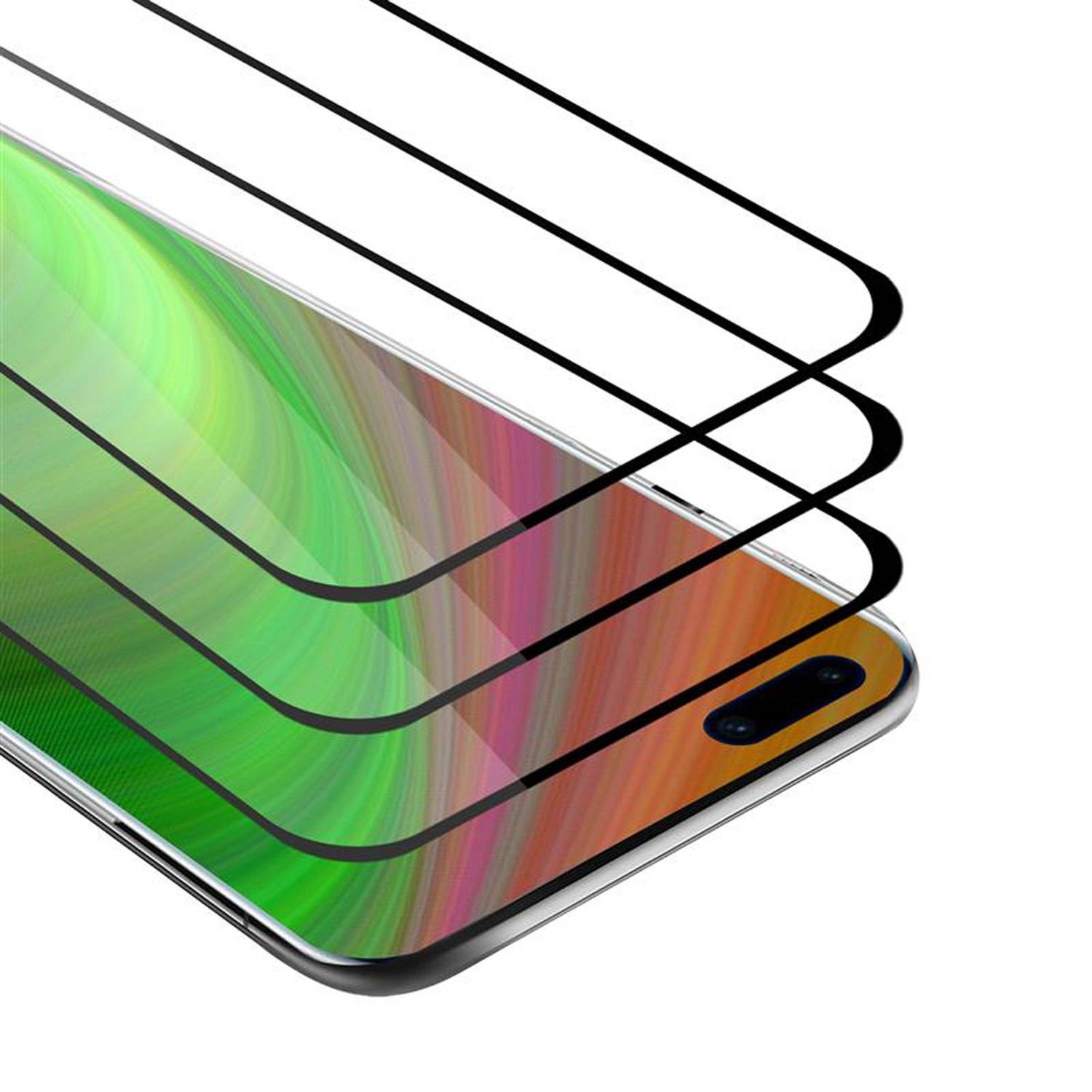 Cadorabo 3x Vollbild Panzer Folie für Huawei P40 pro + Schutzfolie in Weiß Tempered Display-Schutzglas