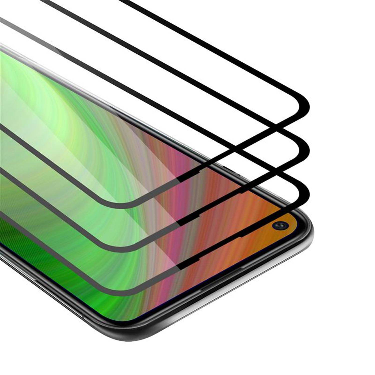 Cadorabo 3x Vollbild Panzer Folie für Huawei P40 lite E Schutzfolie in Weiß Tempered Display-Schutzglas