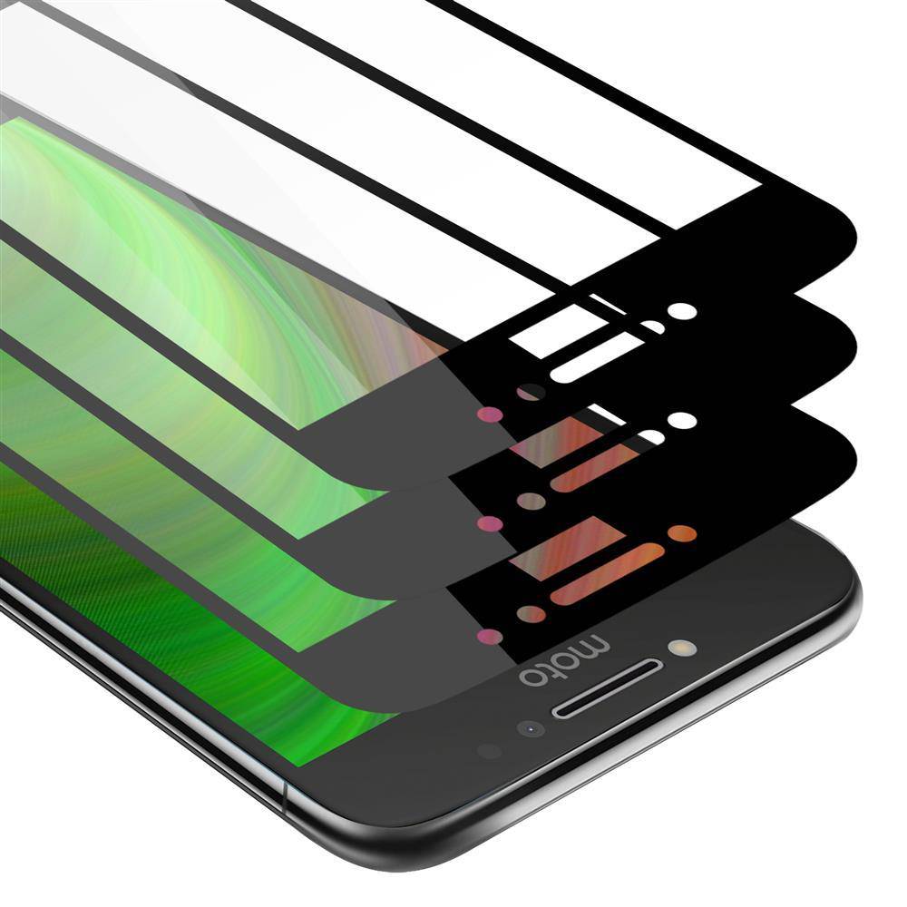 Cadorabo 3x Vollbild Panzer Folie für Motorola MOTO E4 Schutzfolie in Schwarz Tempered Display-Schutzglas