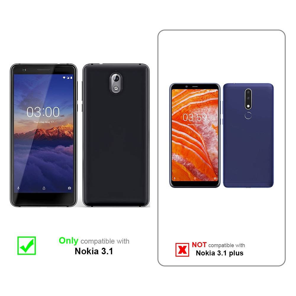 Cadorabo 3x Vollbild Panzer Folie für Nokia 3.1 2018 Schutzfolie in Schwarz Tempered Display-Schutzglas