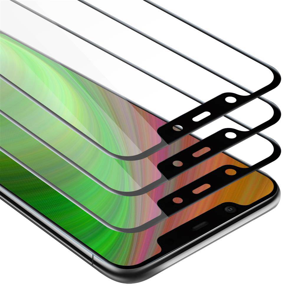 Cadorabo 3x Vollbild Panzer Folie für Nokia 7.1 PLUS / X7 Schutzfolie in Schwarz Tempered Display-Schutzglas