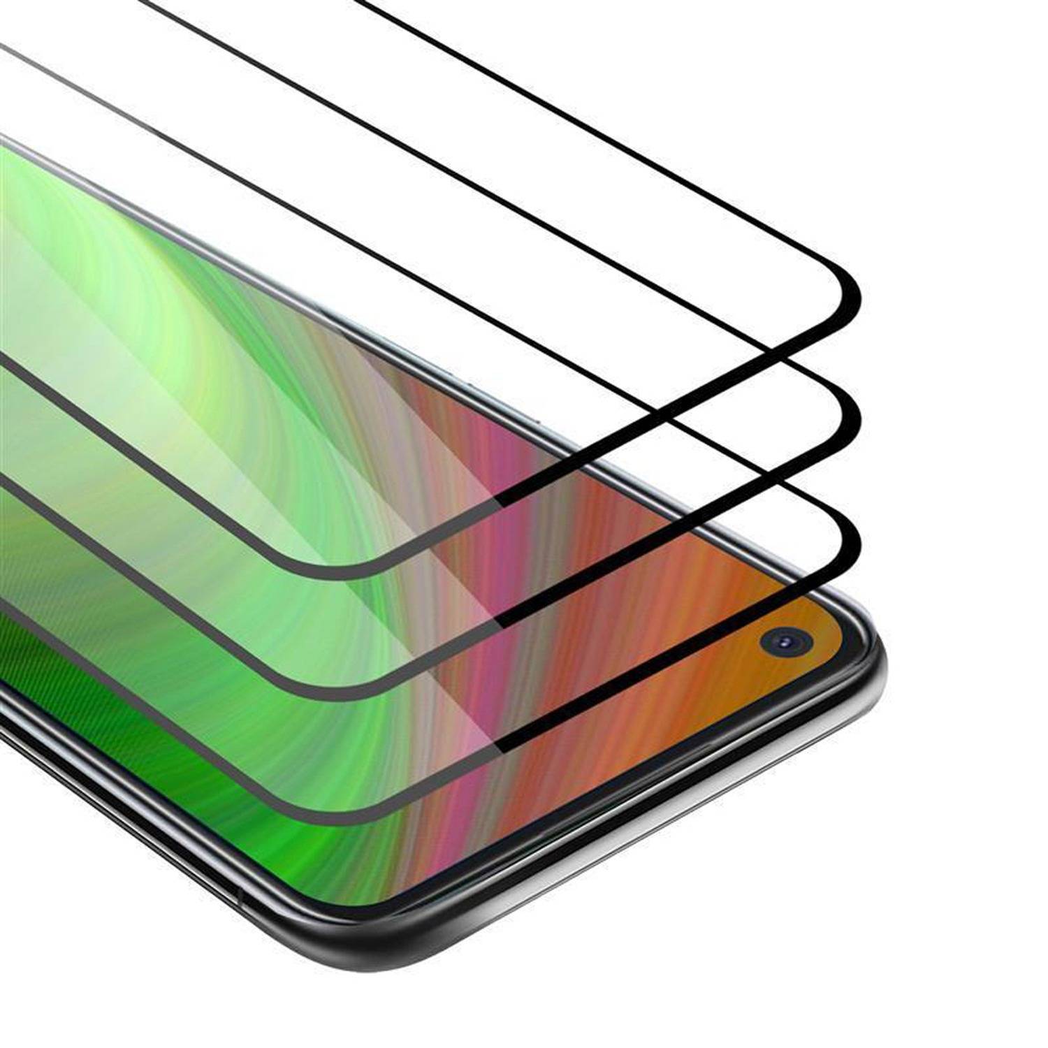 Cadorabo 3x Vollbild Panzer Folie für Oppo A52 Schutzfolie in Weiß Tempered Display-Schutzglas